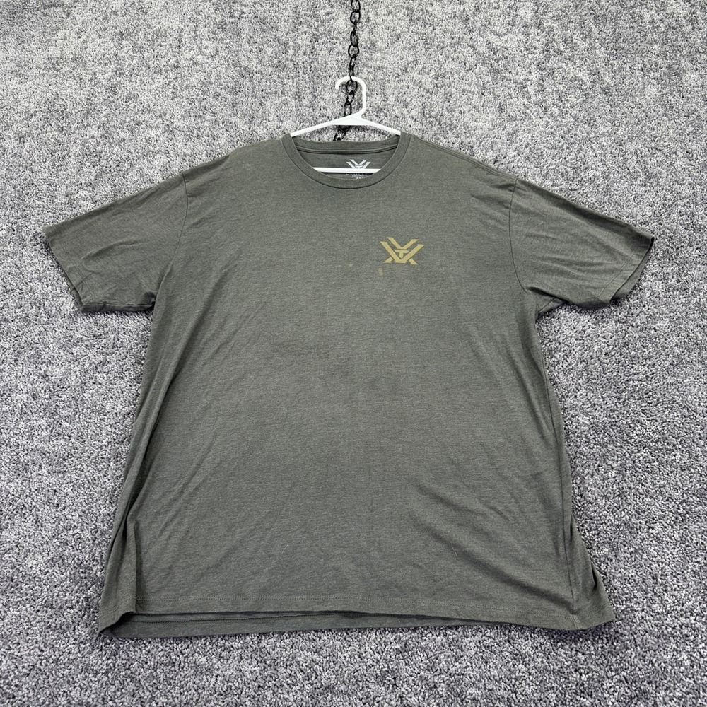 Vortex Shirt Mens 2XL Green Gray Short Sleeve Logo Flag Graphic Tee Tagless